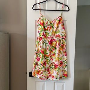 J. Crew Factory white floral spaghetti strap dress